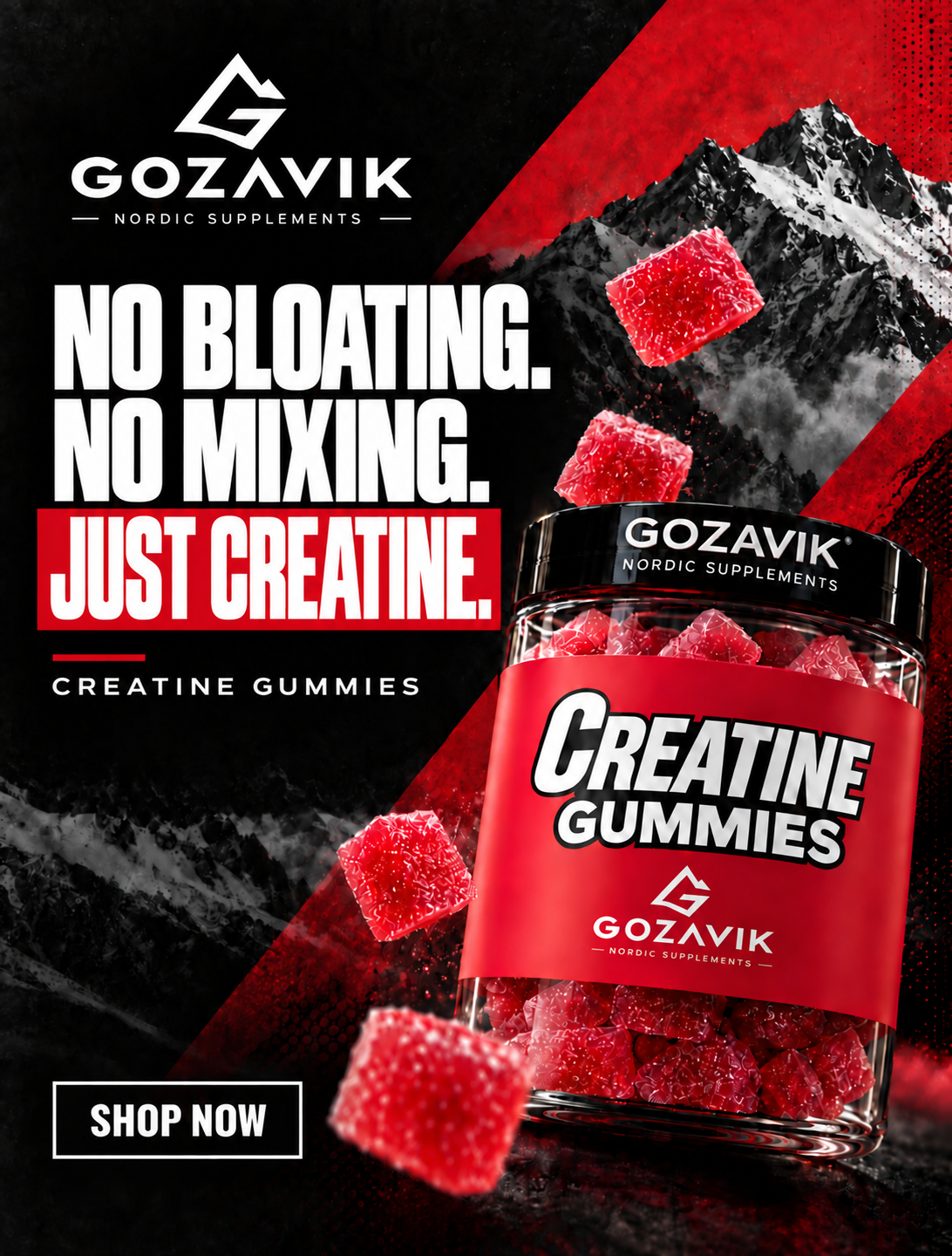 GOZAVIK creatine gummies: No bloating. No mixing. Just creatine.